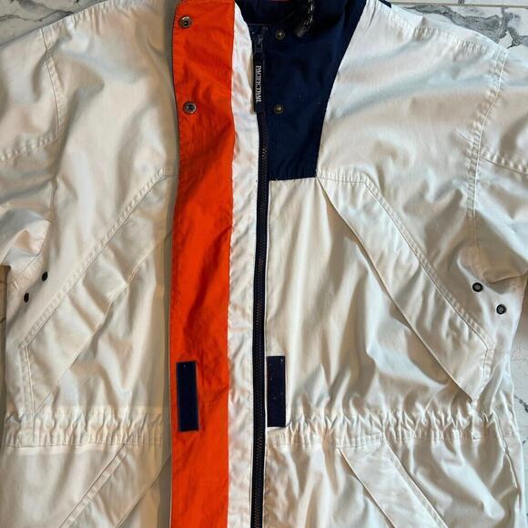 Pacific Trail Outerwear Unisex Utility Jacket Size L White/Navy/Orange Zip Hood - Picture 9 of 15